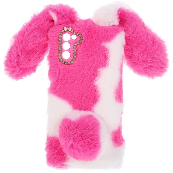 HOOWIFFY A03s Phone Case 1Piece Pink TPU and Plush with Warmth in Winter and Rabbit Shaped Design