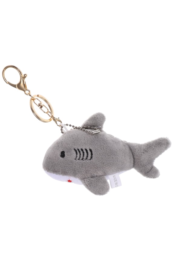 Adorable Grey Plush Shark Keychain Key Ring for Backpack Purse Decoration