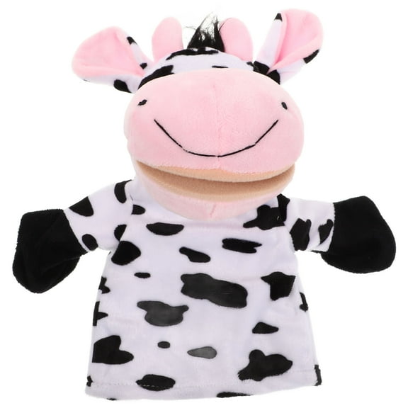 HOOWIFFY Cute Plush Cow Hand Puppet with Movable Mouth for Storytelling and Party Favors