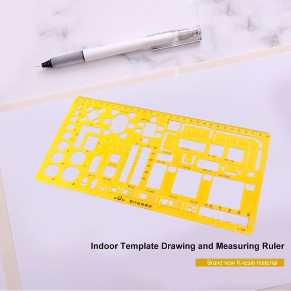 HOOWIFFY Architecture Measuring Tool Orange Transparent Construction Templates with Clear Scale for Design