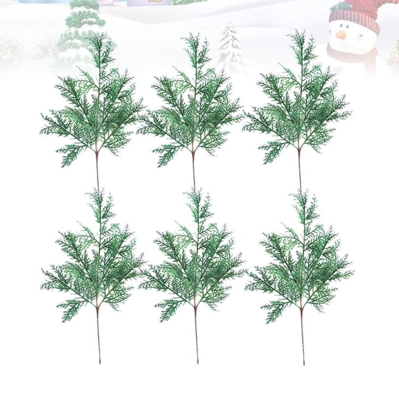 HOOWIFFY Set of 6 Artificial Pine and Greenery Shrubs, Realistic Faux Plants for Indoor and Outdoor Home Decoration