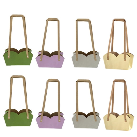 HOOWIFFY Assorted Color Flower Basket Durable Brown Paper Portable Storage Box for Succulents and Plants 8Pcs