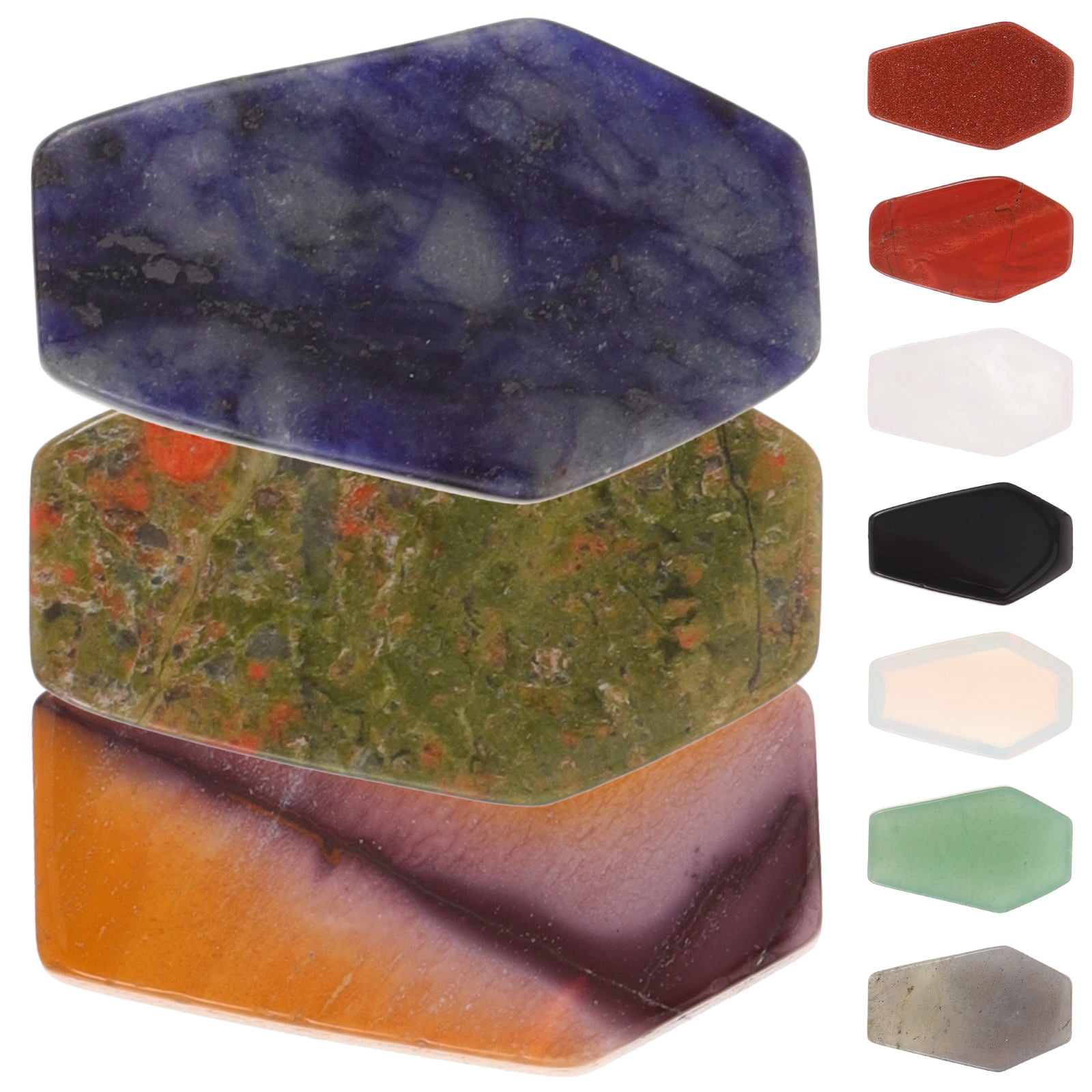 HOOWIFFY Assorted Color Natural Crystal Stones Coffin Shape Home Table ...