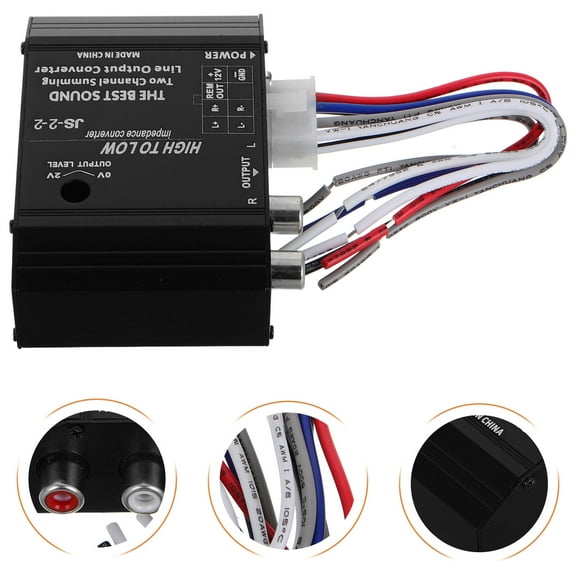 HOOWIFFY Car Audio Converter Metal High to Low Audio Adapter for Home Theater and Vehicle Sound Systems 1 Set