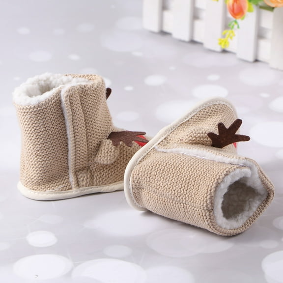 HOOWIFFY Non- Beige Baby Shoes with Cute , Soft Infant Footwear for 0-12 Months, 1 Pair