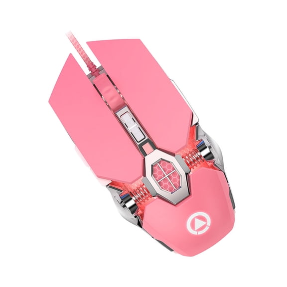 HOOWIFFY Back to School Cute Wired Mouse Computer Mouse Aluminium Alloy for Office Use Pink 1Pc