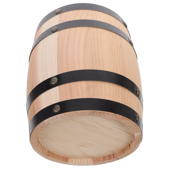 HOOWIFFY Miniature Barrel Wooden Barrel Ornament Khaki Wood 1Pack