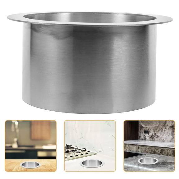 HOOWIFFY Silver Stainless Steel Trash Chute Grommet Built-in Kitchen Storage