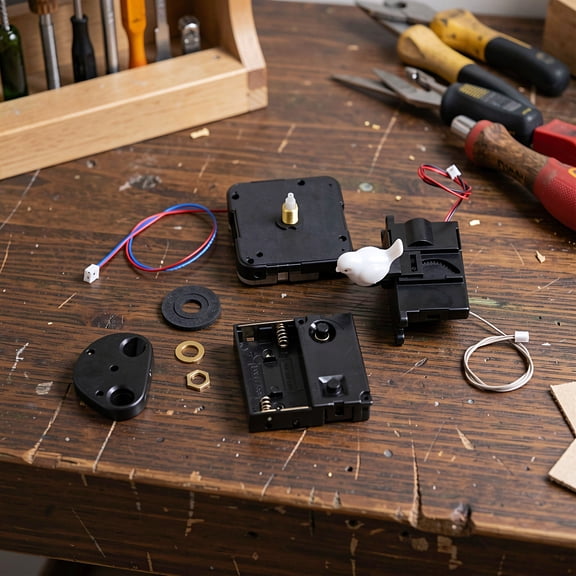 HOOWIFFY Battery Operated Black Cuckoo Clock Movement Accessory Kit for Clock Repair and Classic Timekeeping