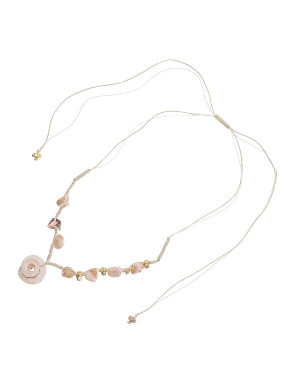 Beige Conch Shell Jewelry Handmade OceanThemed Necklace for Women's Lightweight Tropical Style 29.5 inch
