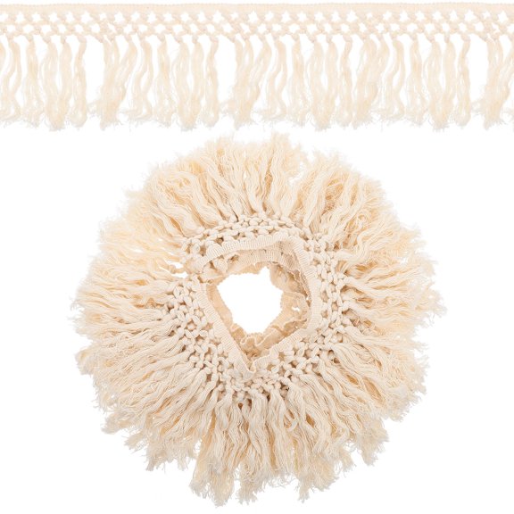 HOOWIFFY Elegant Beige Tassel Lace Trim for Curtain and Garment Decoration