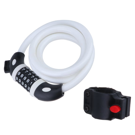 HOOWIFFY Bike Combination Lock 5 Digit White Cable for Mountain Bike and Scooter Security