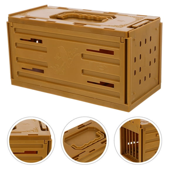 HOOWIFFY Bird Carrier Cage Coffee Color ABS Plastic Rectangular Small Pet Bird Travel Pack