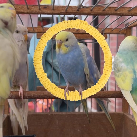 HOOWIFFY Bird Rope Swing Perch Yellow Natural Bird Cage Accessory for Parrots and Parakeets