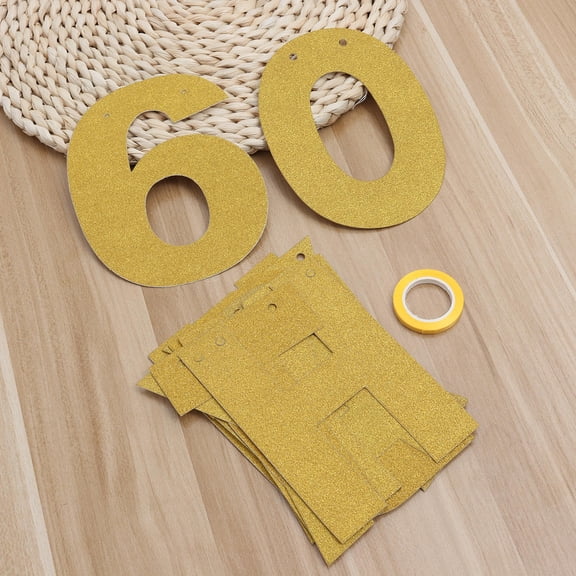 HOOWIFFY Birthday Hanging Garland in Plated Gold Glitter String for Wall Ceiling Doorway Birthday Decorations