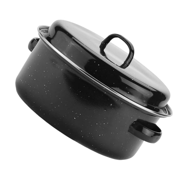 HOOWIFFY Black Enamel Roaster Pot with Binaural Handles Convenient for Daily Home Cooking