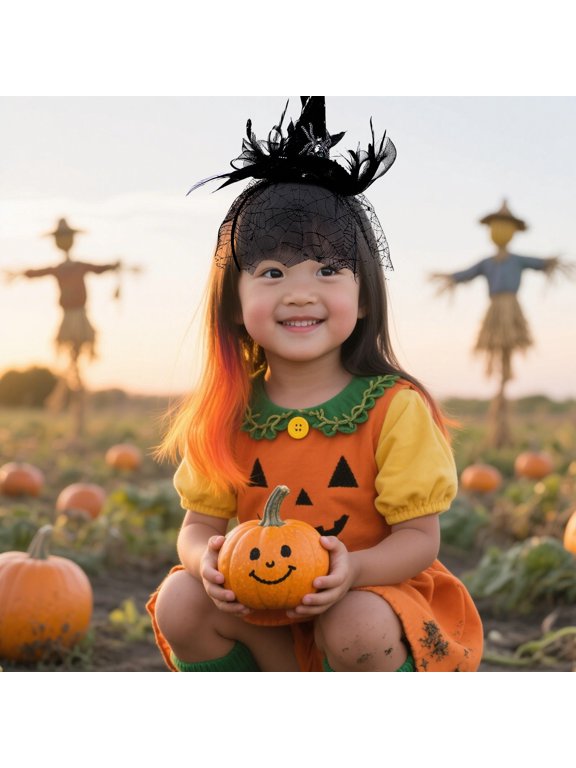 Black Hat Hairband, Spider Web Headpiece for Dress Up and Themed Costume Looks
