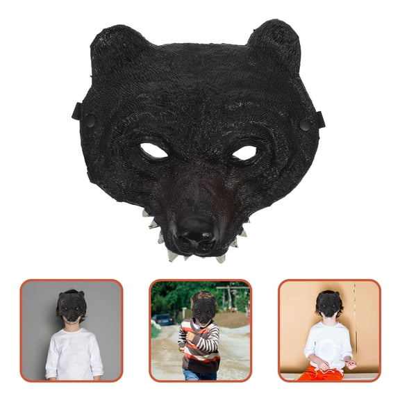 HOOWIFFY Black PU Bear Mask Soft Realistic for Party Cosplay and Decor