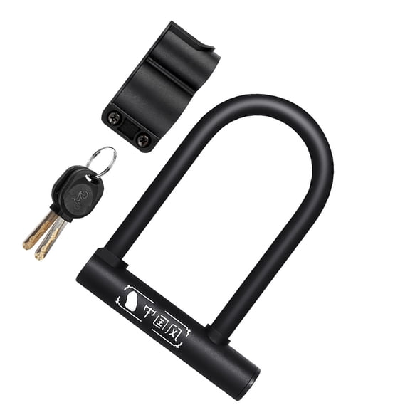 HOOWIFFY Black U Shaped Bike Lock with Keys Cut Resistant for Mountain and Road Bikes