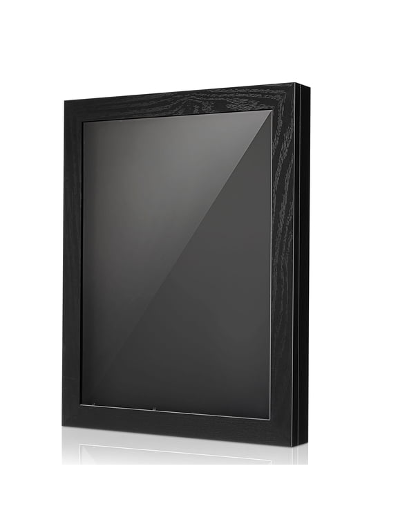 Black Wooden T-Shirt Display Box for Home with Clear Wood Showcase