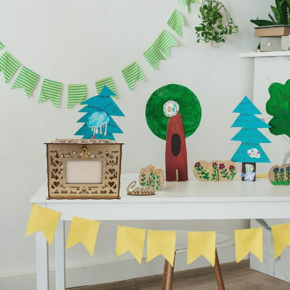 HOOWIFFY Box Elegant Wooden Wedding Card Box Hollow Design For Guest Wishes Money Postcards Wedding Reception