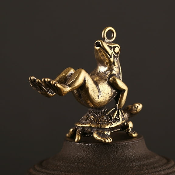 HOOWIFFY Brass Figurines Decor Realistic Modeling Tortoise Back Frogs 1pc