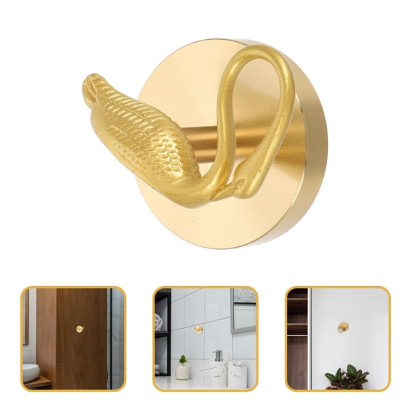 HOOWIFFY Brass Swan Wall Hook Golden Copper Finish Bag Hanger for Entrance Area, and Stylish, 1 Pack