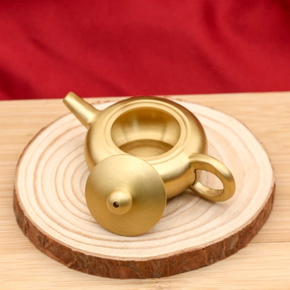 HOOWIFFY Ornate Brass Teapot Decorative Model for Home and Office, Vintage Style Tea Pot Accessory