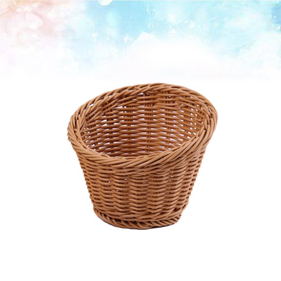 HOOWIFFY Flower Basket Storage Plastic Simulated Rattan Design 1Pack