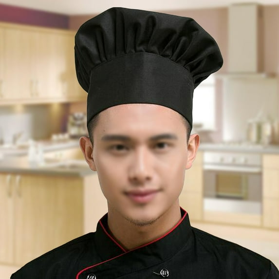HOOWIFFY Breathable Cooking Cap Black Polyester Cotton 1Set Comfortable to Wear for Men