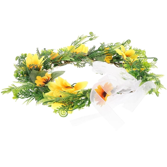 HOOWIFFY Bridal Sunflower Wreath Realistic Simulation Wedding Headpiece Floral Hair Accessory for Bride and Bridesmaids