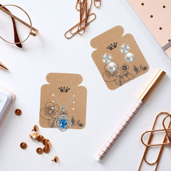 HOOWIFFY Durable Brown Paper Earring Display Cards for Neat Jewelry Presentation
