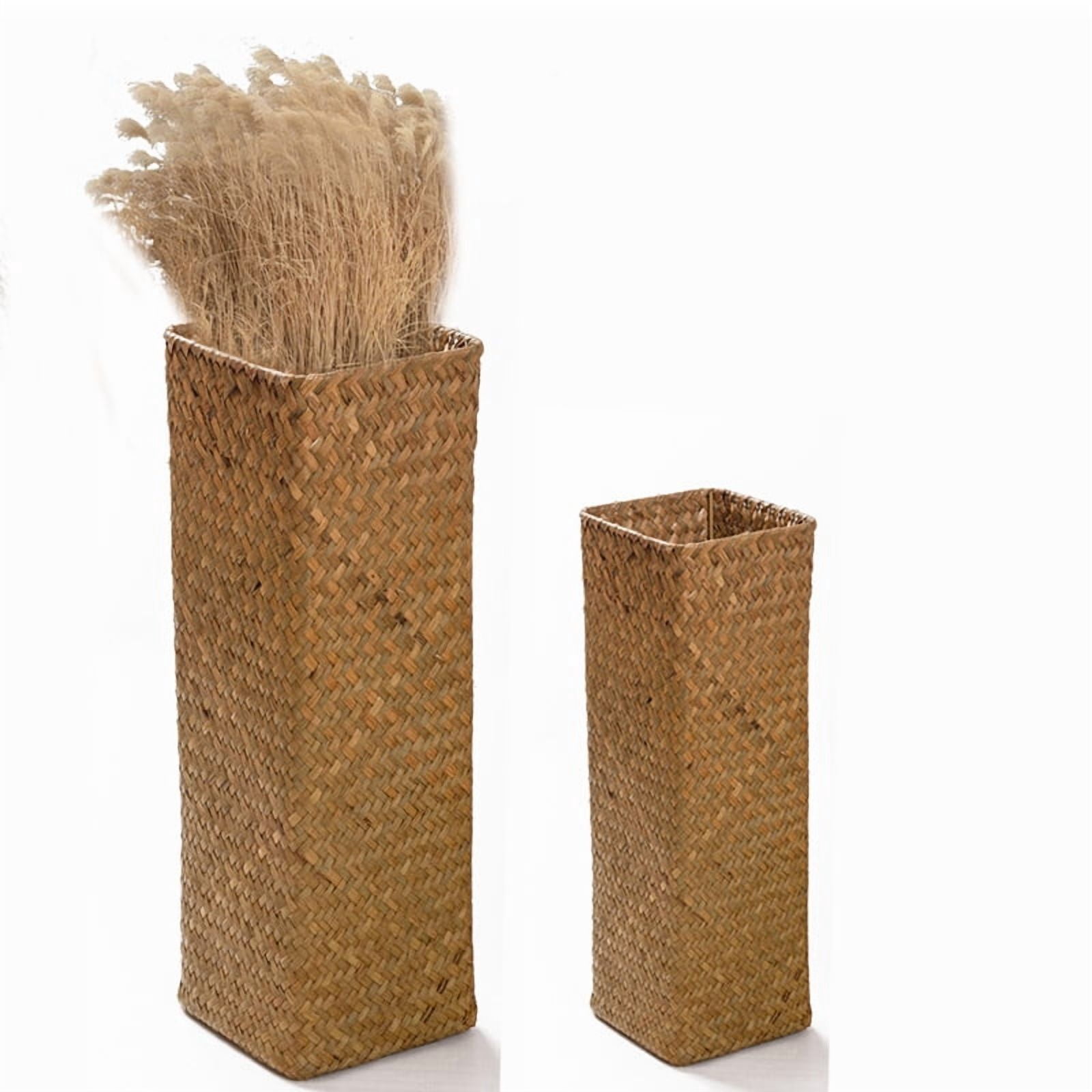 HOOWIFFY Tall Brown Handwoven Rattan Vase for Dried Flowers, Elegant ...