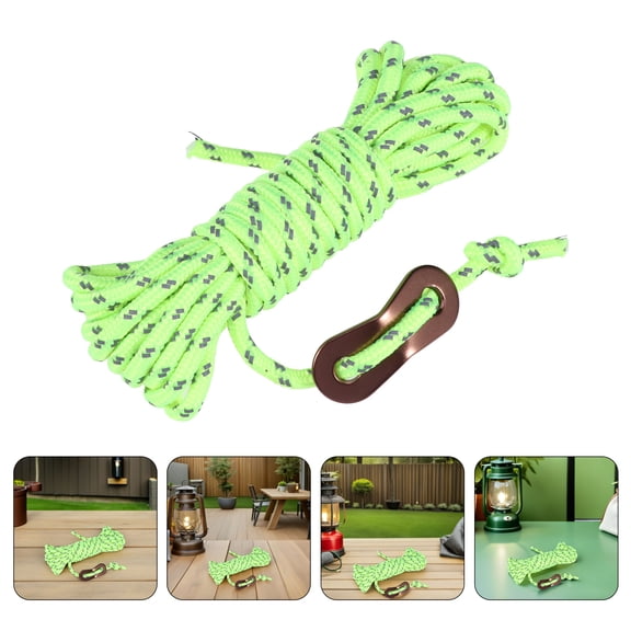 HOOWIFFY Reflective Camping Guy Lines in Light Green with Easy Setup Buckle for Secure Tent Setup and Outdoor Use