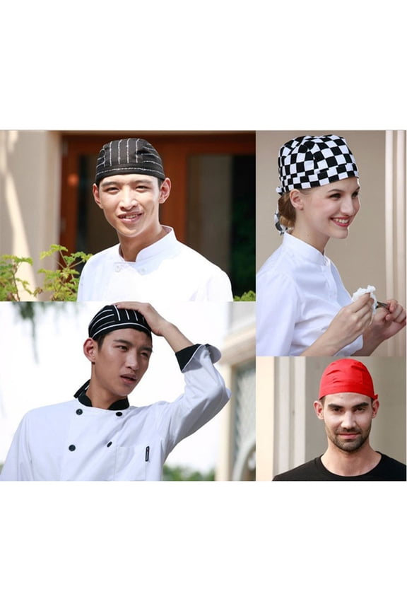 Canvas Black Server Hat Pirate Turban with Ribbon Comfortable for Cooking Use