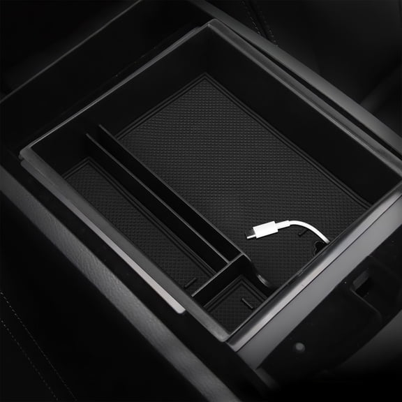 HOOWIFFY Car Center Console Storage Box Black Custom Fit Tray with Partitioned Compartments