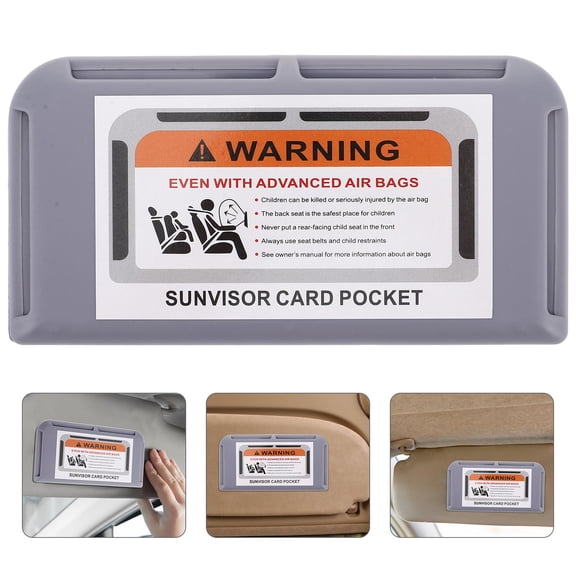 HOOWIFFY Car Registration Holder Gray ABS for Driver Side Sun Visor and Small Item Storage