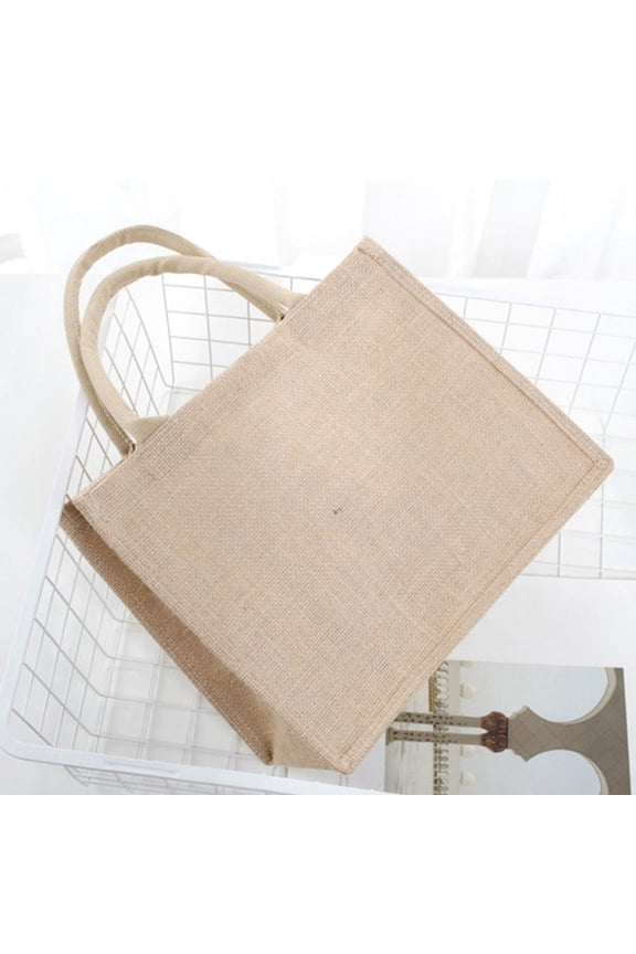 Casual Tote Bag Burlap Handle Bags Khaki Waterproof Fashionable 1Set