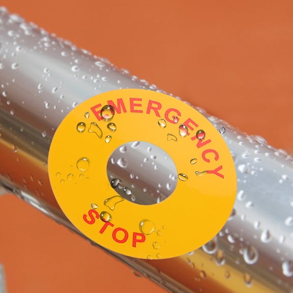 HOOWIFFY Yellow Emergency Stop Sign Stickers - Adhesive Warning Labels for Workplace Safety and Machinery