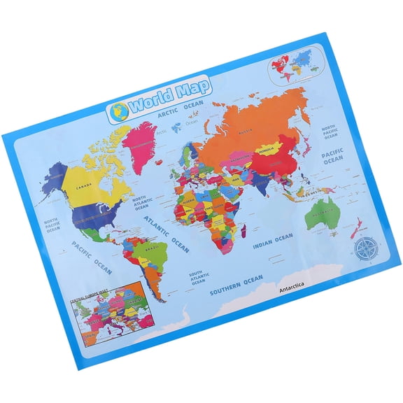 HOOWIFFY Classroom Decorations World Map Poster Blue 1Pcs