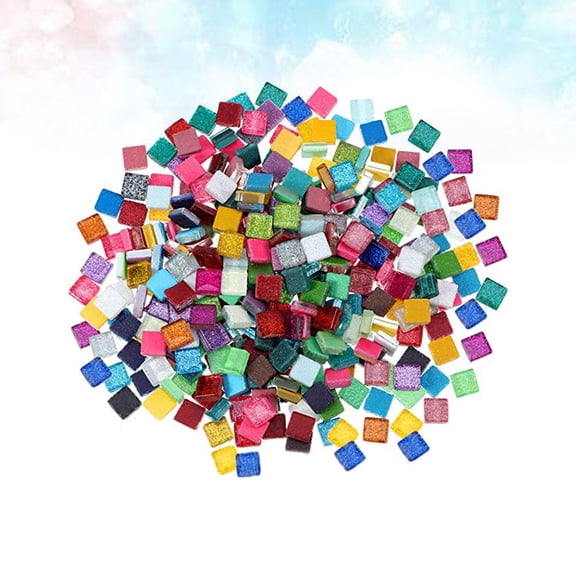 HOOWIFFY Clear Premium Glass Mosaic Tiles, Square Craft Pieces for Home Decor, Wall Art, Hobbies, and Art Project Supplies