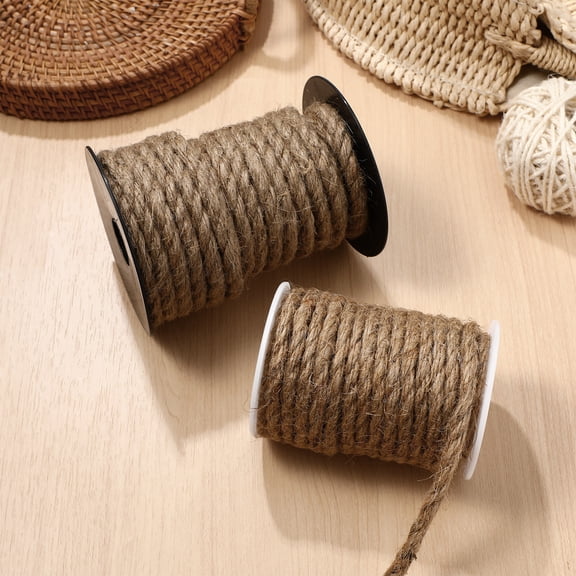 HOOWIFFY Natural Burlap Twine Rope, Thick Rustic String for Crafts, Hanging, Binding, Gardening and Projects