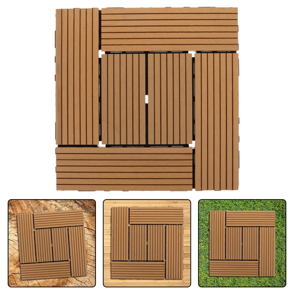 HOOWIFFY Outdoor Patio Deck Flooring Tiles, Plastic Interlocking with Realistic Wood Grain Texture and Resistant