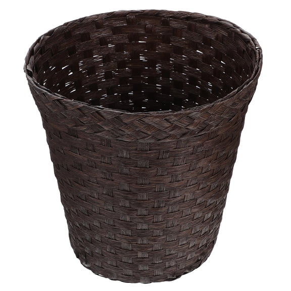 HOOWIFFY Coffee Colored Paper Woven Wastebasket for Office and Living Room