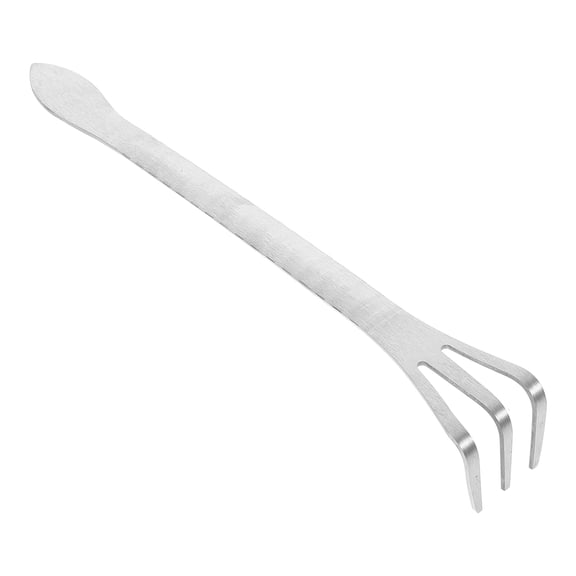 HOOWIFFY Heavy Duty Plated Silver Garden Rake with Stainless Steel Tines for Soil Loosening and Root Cultivation