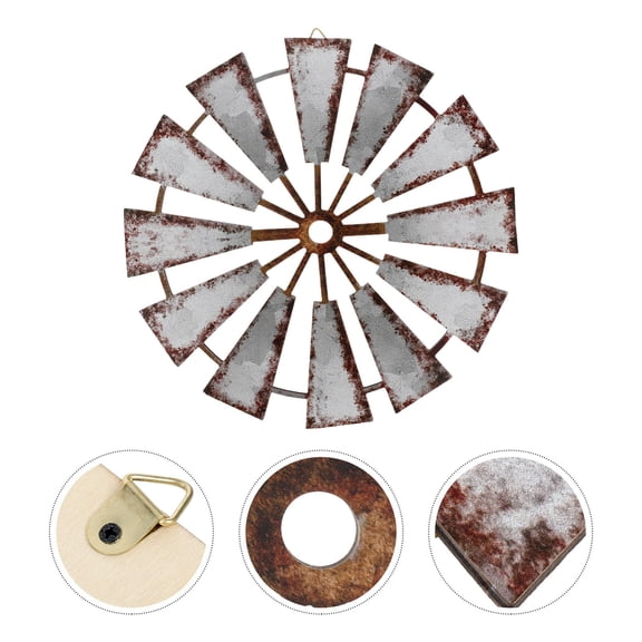 HOOWIFFY Country Style Farmhouse Wall Windmill Decor Rustic Wooden Hanging Sculpture for Home