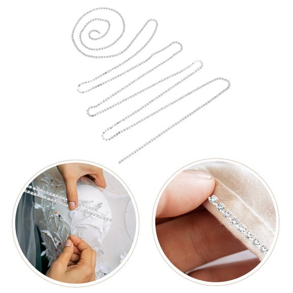 HOOWIFFY Silver Rhinestone Chain for Jewelry Making Flexible DIY Crafting 10m Crystal Material Bling Decoration