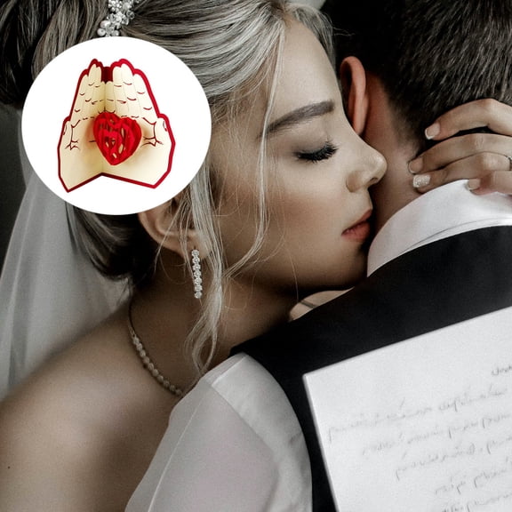 HOOWIFFY Creative Red Paper 3D Greeting Card for Tsgiving Wedding Invitation and Heartfelt Blessing