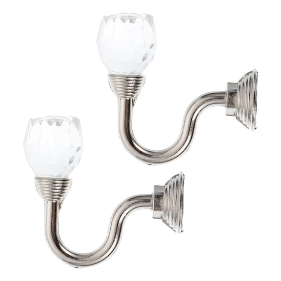 HOOWIFFY 1Pair Alloy Crystal Curtain Tieback Plated Silver Decorative Home Curtain Ironware