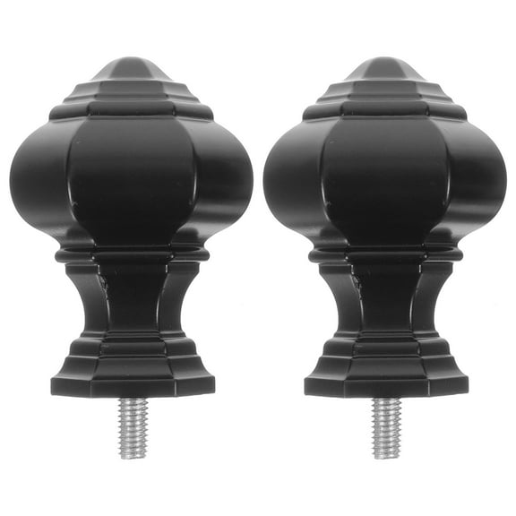 HOOWIFFY End Caps For Curtain Rods Lighthouse Shape Black Abs 2Set